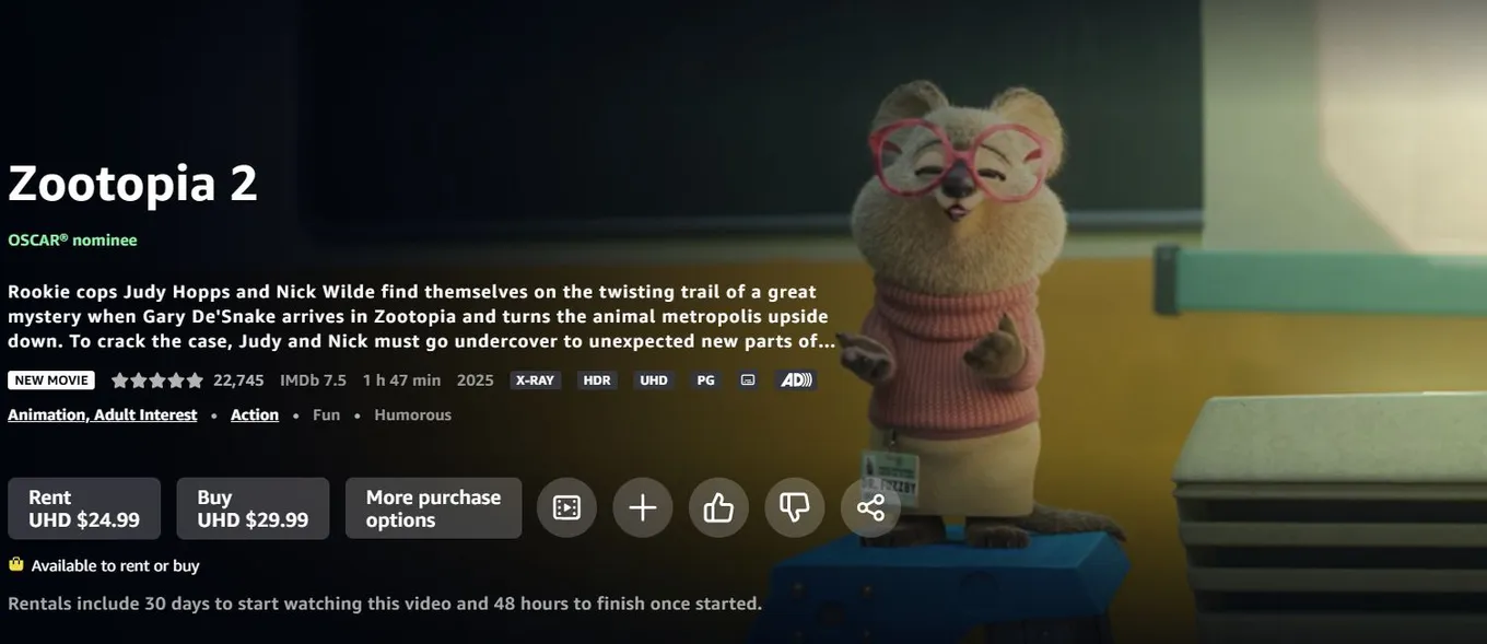 Мультфильм «Зверополис 2» в сервисе Amazon
