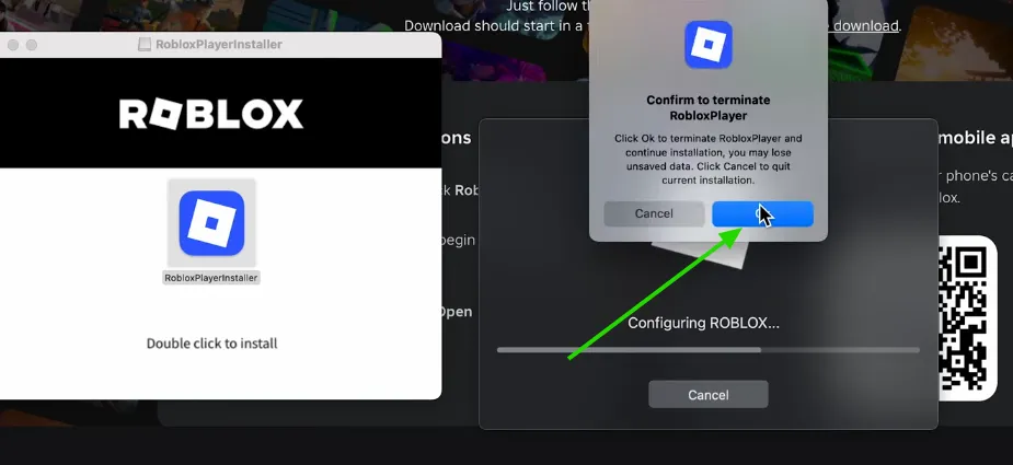 Откройте скачанный файл и начните перезапись Roblox, после чего платформа обновится до новой версии