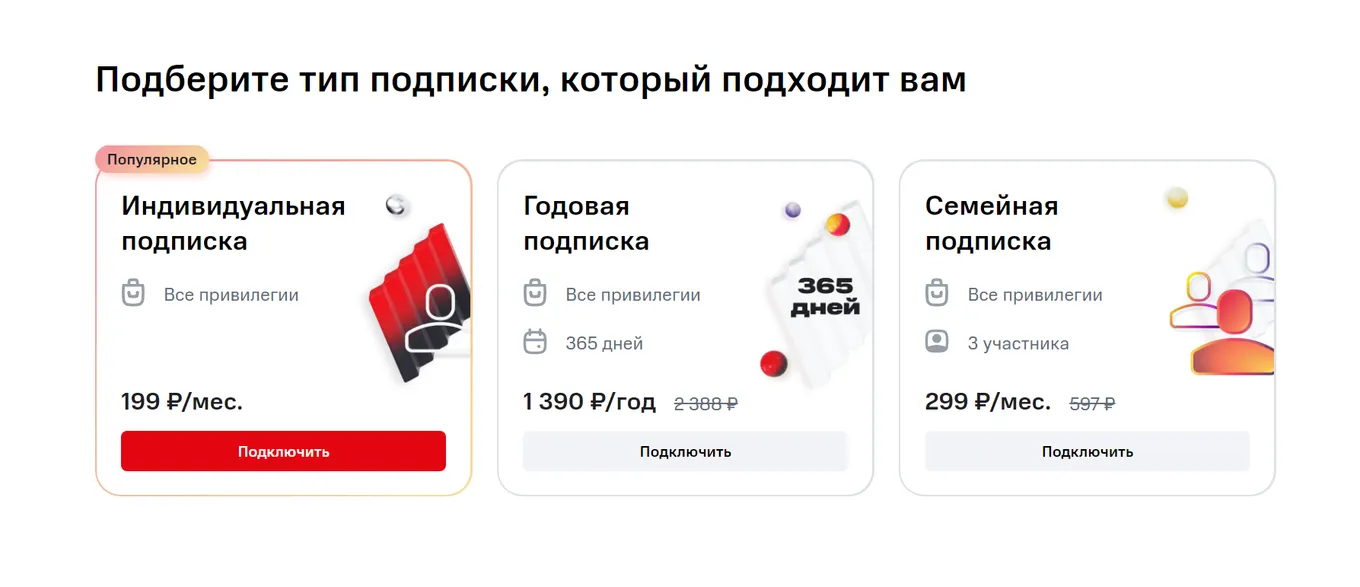 Варианты подписки