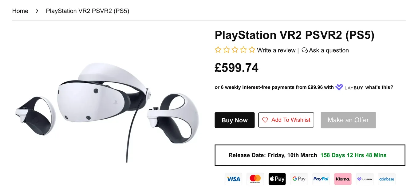 Страница предзаказа&nbsp;PS VR2