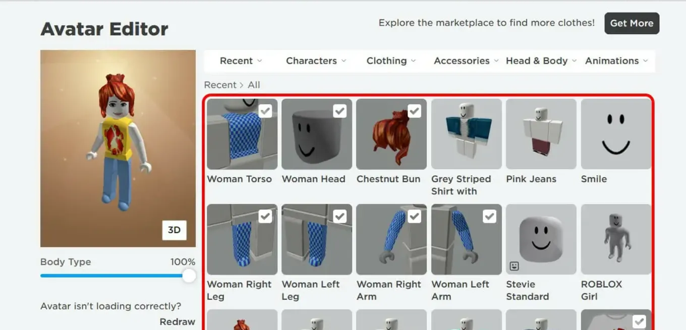 Редактор скина в Roblox