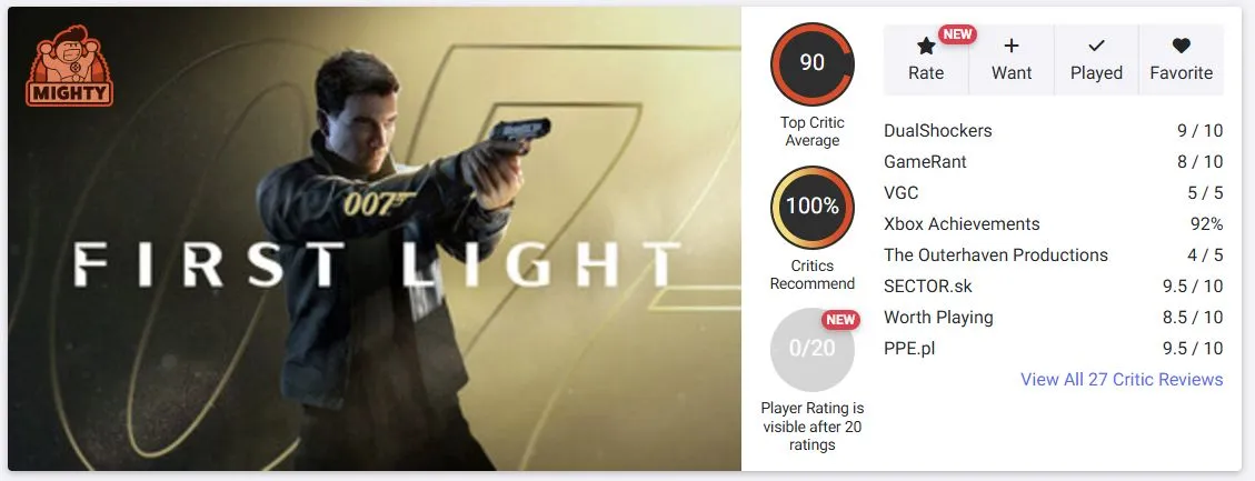 007 First Light на OpenCritic