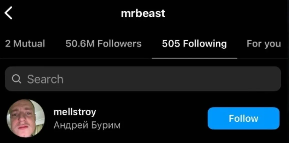 MrBeast подписался на Меллстроя