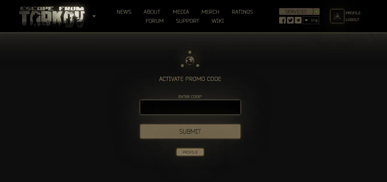 Ввод промокода в Escape from Tarkov