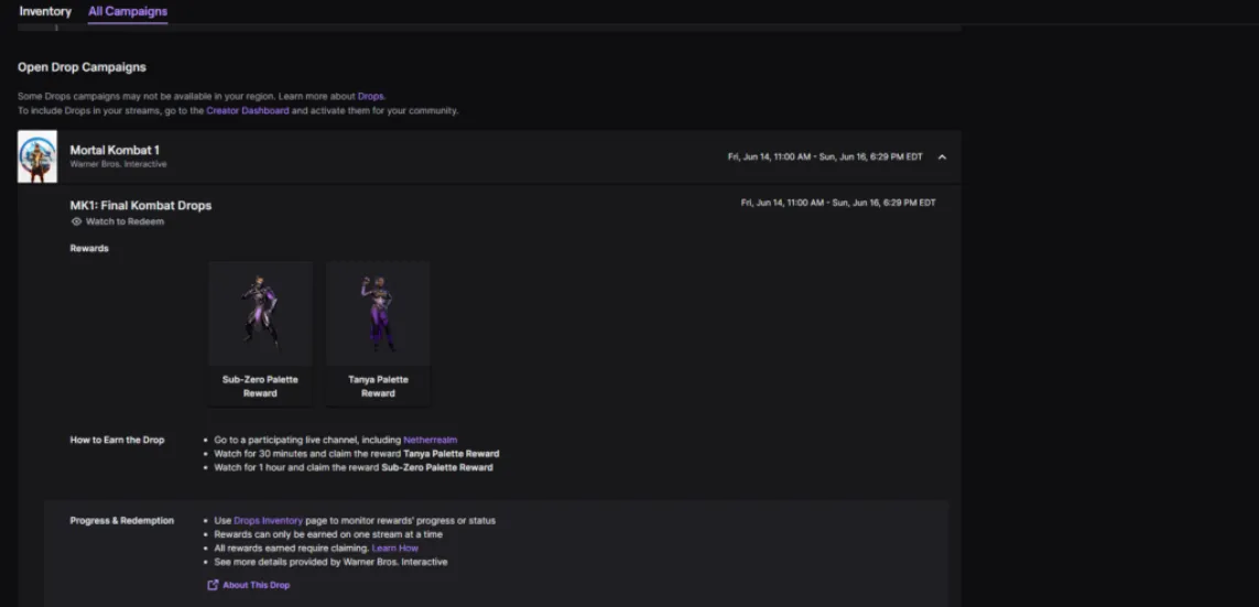Twitch drops
