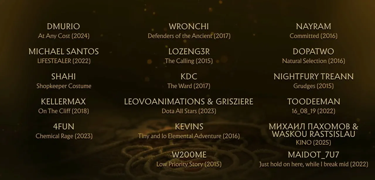 Титры с призёрами прошлых Short Film Contest, которые помогли Valve создать новый синематик в 2026 году