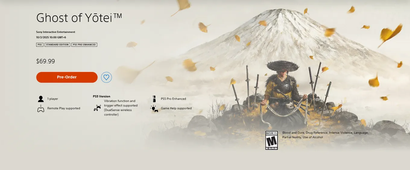 Предзаказ Ghost of Yotei доступен в PlayStation Store, но приобрести игру получится только через региональные «обходы» и зарубежные аккаунты ввиду невозможности пользоваться магазином в России