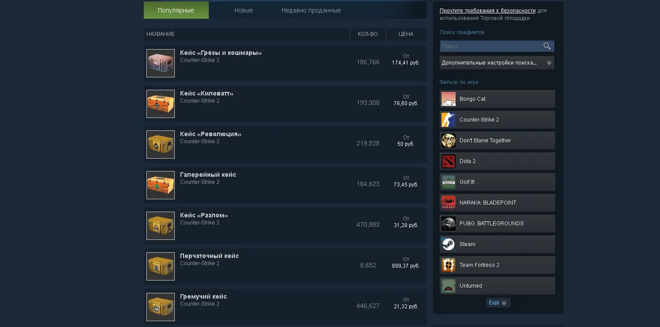 Торговая площадка в Steam