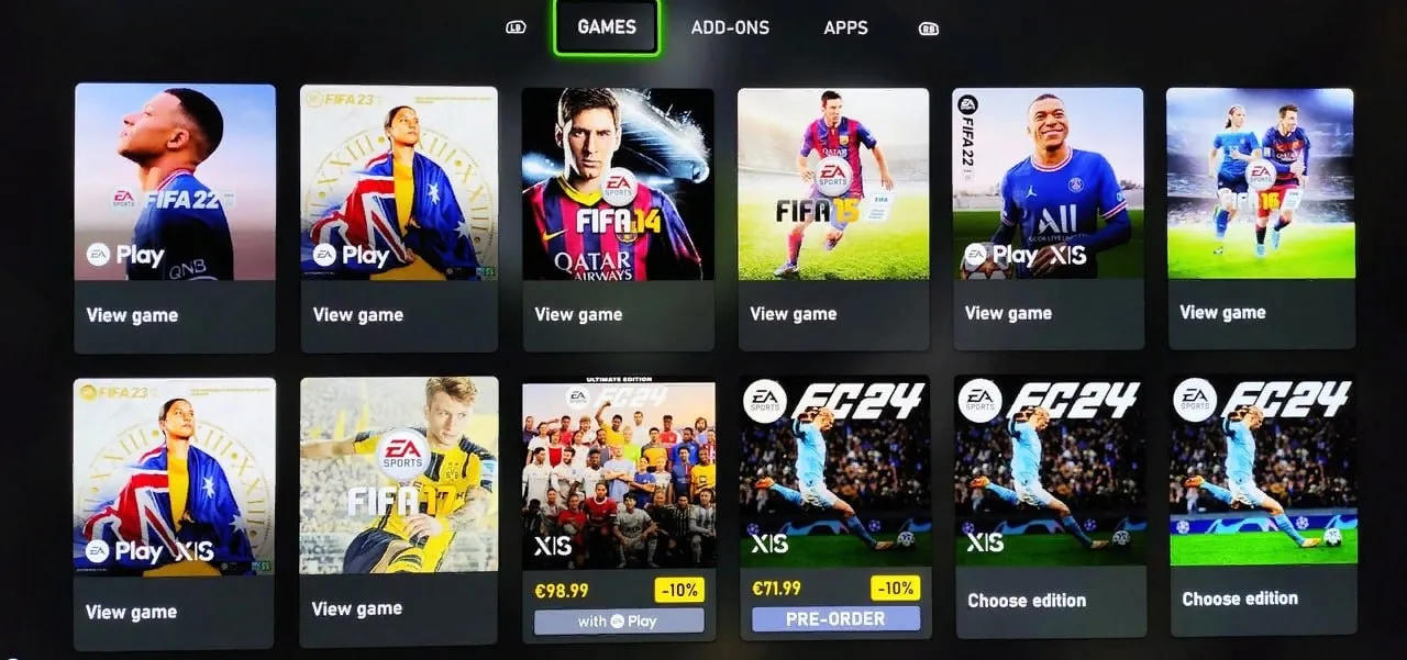 EA убрала с продажи все игры серии FIFA в Microsoft Store