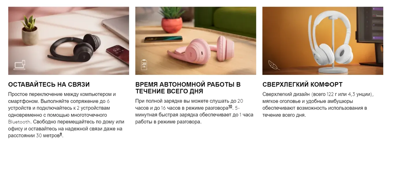 Преимущества Logitech ZONE 300