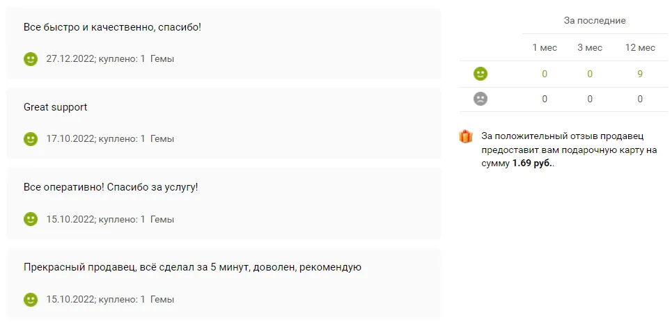 Перед выбором продавца изучите отзывы
