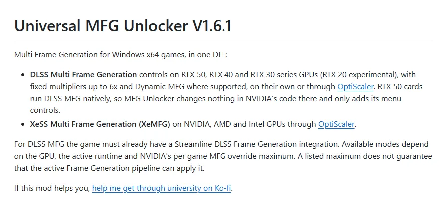 Официальная страница Universal MFG Unlocker на GitHub