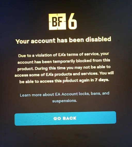 Скриншот с блокировкой за фразу «GG» после игры