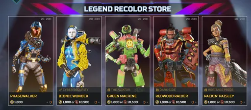 Стала известна финальная партия реколоров скинов в Apex Legends