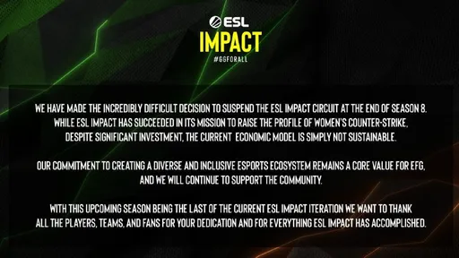 ESL объявил о закрытии женской лиги по CS