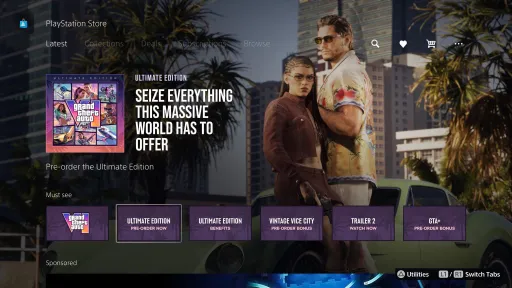 Sony запустила масштабную рекламу GTA 6 в меню PS5 и мобильном приложении