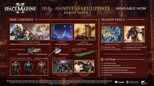 Для Warhammer 40,000: Space Marine 2 вышло масштабное обновление с оружием и картами