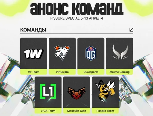 Virtus.pro, OG и Xtreme сыграют на FISSURE Special по Dota 2