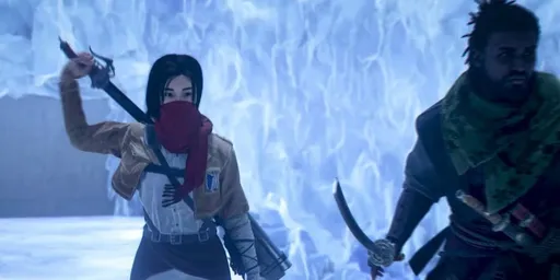 Кадры из коллаборации Assassin's Creed Shadows и «Атаки титанов»