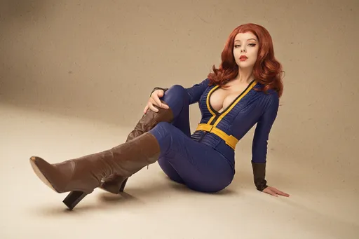 Helly Valentine в образе Выжившей из Убежища во вселенной Fallout