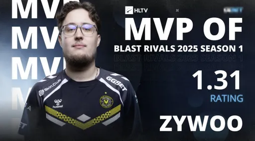 ZywOo получил титул MVP на BLAST Rivals Spring 2025 – это 25 медаль игрока в карьере