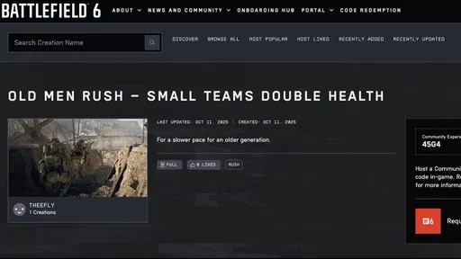 В Battlefield 6 добавили сервер для пожилых людей с медленным темпом игры