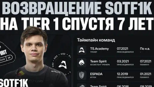 S0tF1k впервые за 7 лет выступит с Team Spirit на тир-1 сцене