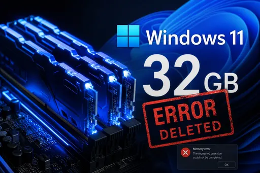 Microsoft удалила статью с рекомендацией 32 ГБ оперативной памяти для игр на Windows 11