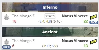 Результат матча по картам (HLTV)