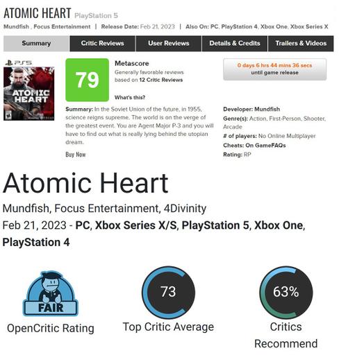 PC-версия Atomic Heart получила от журналистов 78 баллов на Metacritic