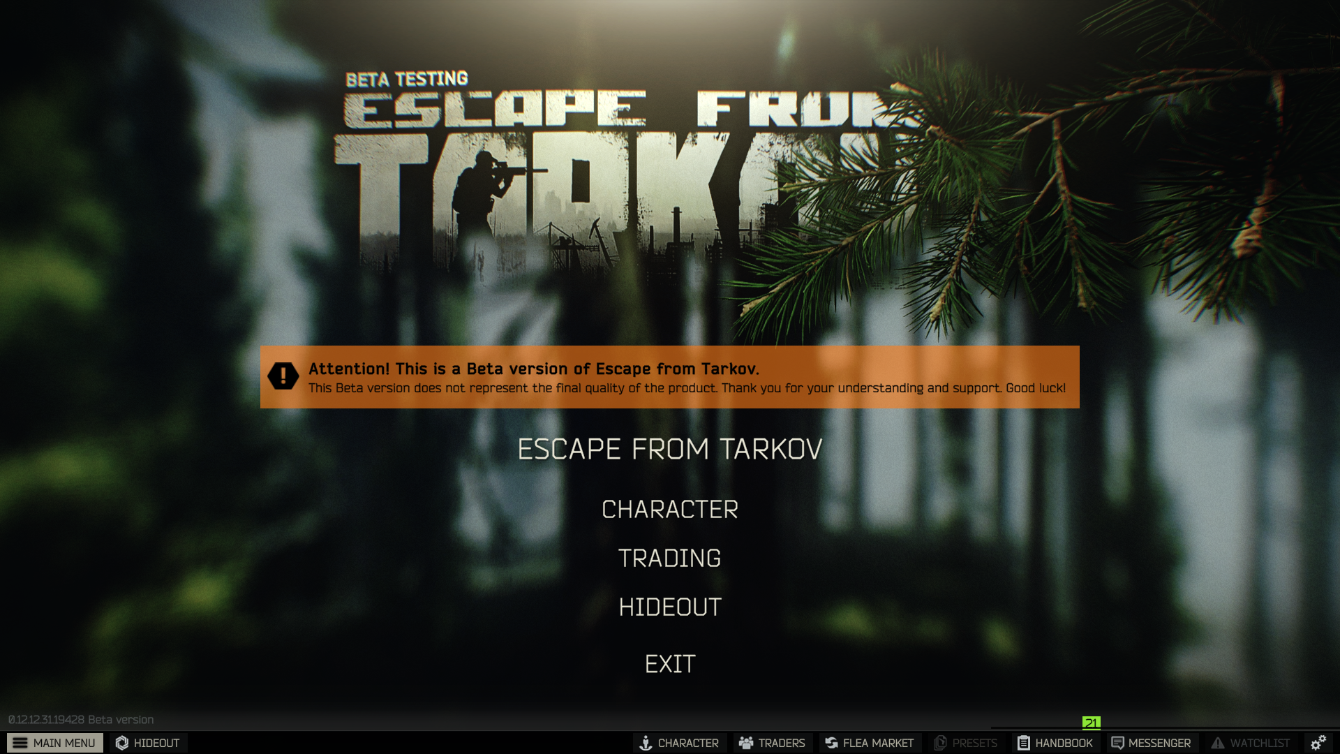Главное меню в Escape from Tarkov