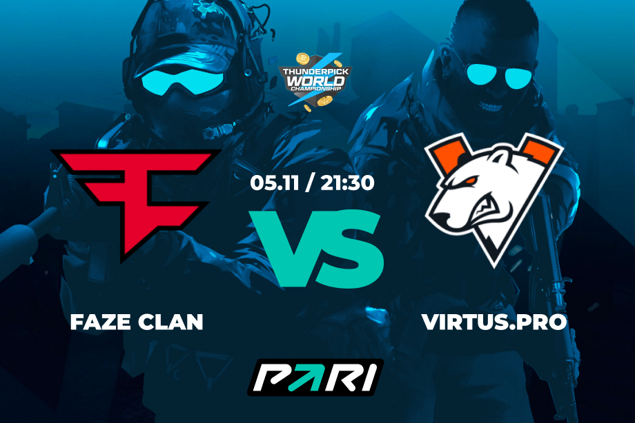 PARI: FaZe обыграет Virtus.pro в финале Thunderpick World Championship 2023 по CS2