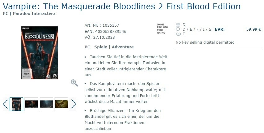 Издатель Plaion раскрыл дату выхода вампирского экшена Vampire: The Masquerade – Bloodlines 2