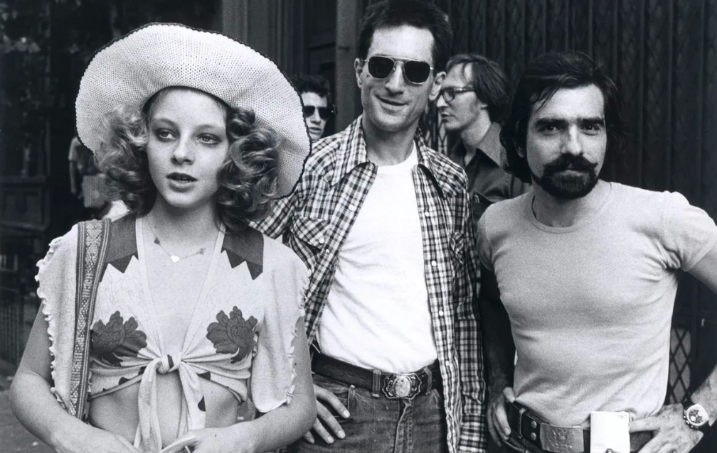 Джоди Фостер, Роберт Де Ниро и Мартин Скорсезе на съёмках фильма «Таксист», 1976 год