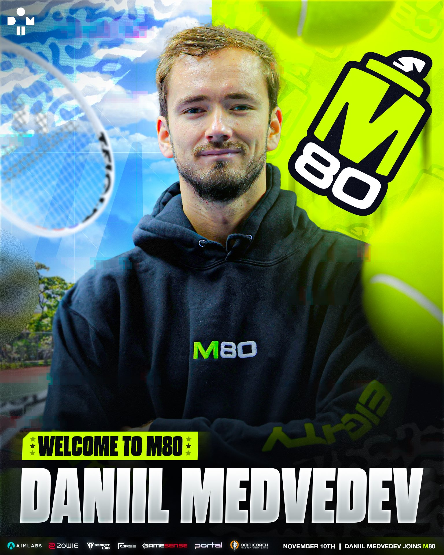 Российский теннисист Даниил Медведев стал совладельцем киберспортивного клуба M80