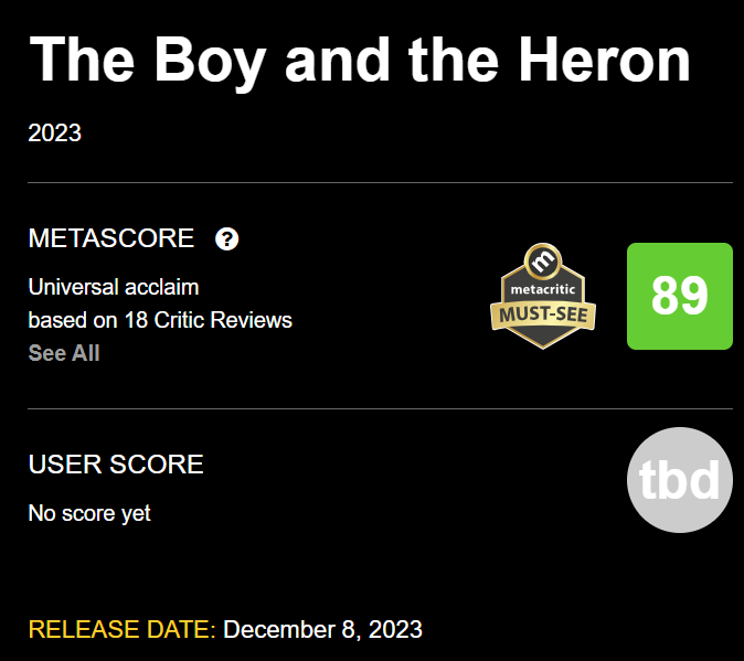 Рейтинг «Мальчика и птицы» на Metacritic