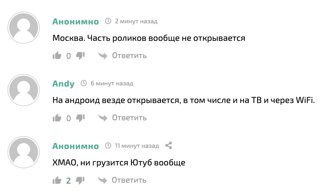 Жалобы пользователей с сайта Сбой.РФ