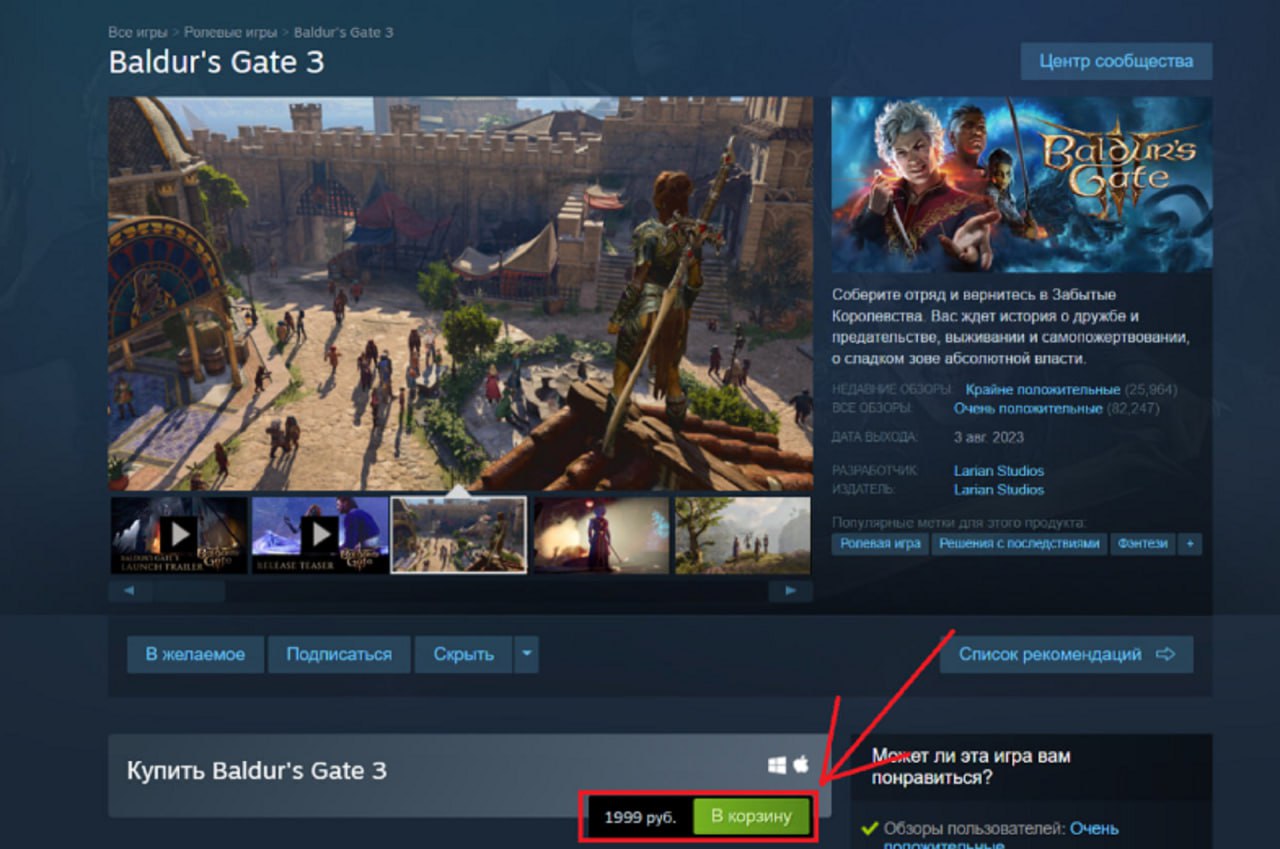 Baldur's Gate 3 в Steam