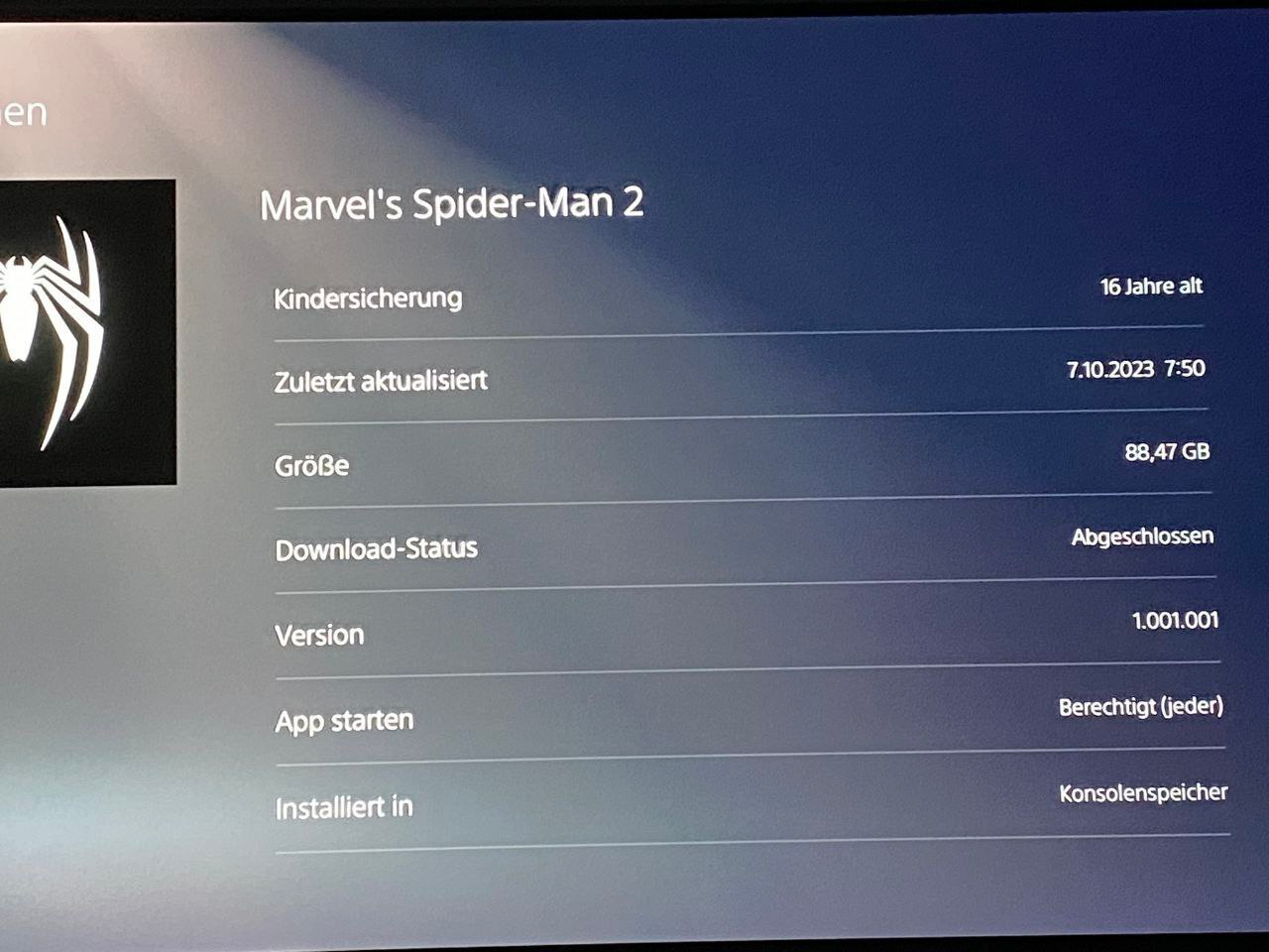 Marvel's Spider-Man 2 займёт 88,5 ГБ на PlayStation 5