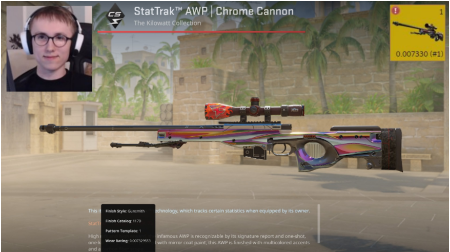 Ropz со скином AWP | Chrome Cannon