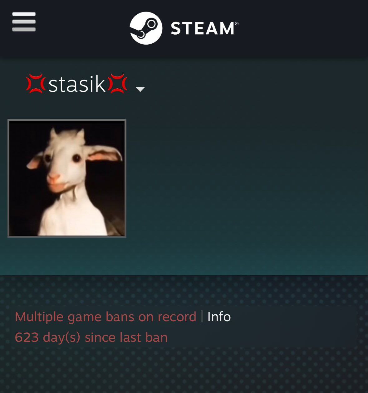 Stasik заблокирован в Steam