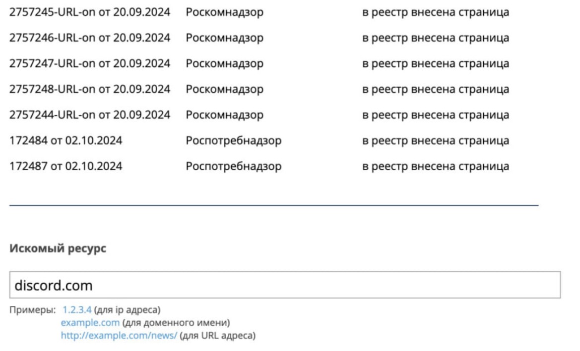 Discord в реестре Роскомнадзора