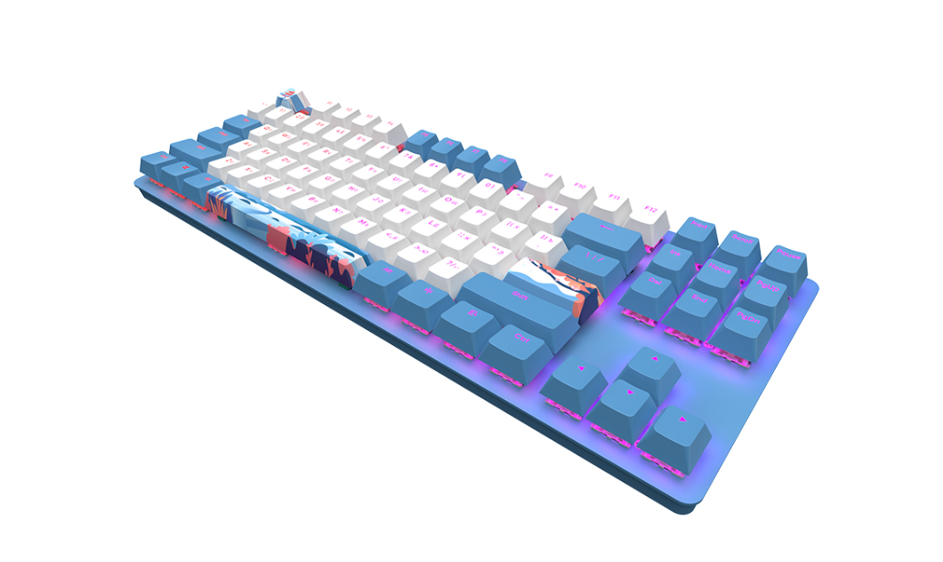 Keyrox TKL Hanami – это компактная игровая клавиатура с ярким бело-голубым дизайном