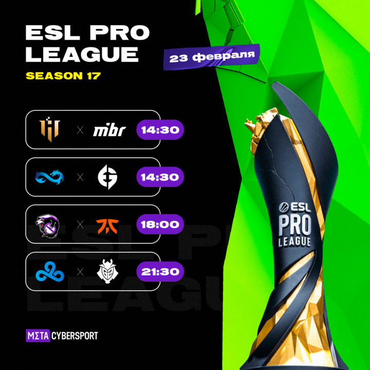Расписание матчей ESL Pro League Season 17 от 23 февраля
