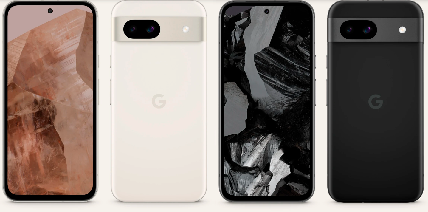 Google Pixel 8a в бежевом и чёрном цветах