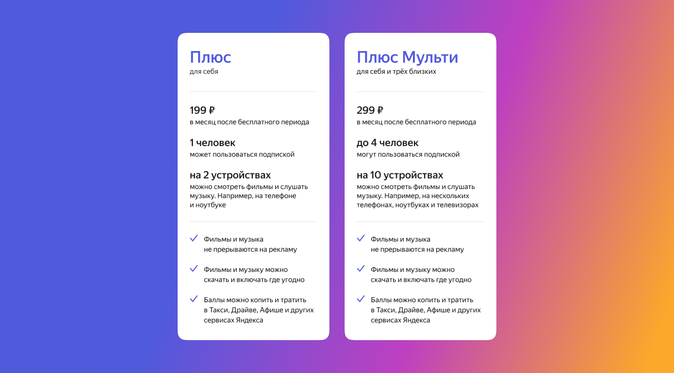 Новые условия подписки Яндекс
