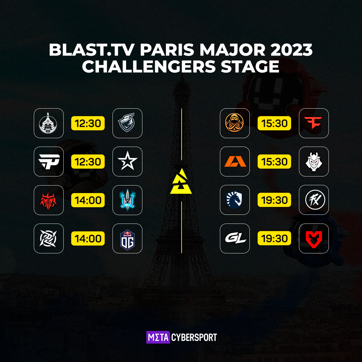 Расписание матчей BLAST.tv Paris Major 2023 от 9 мая