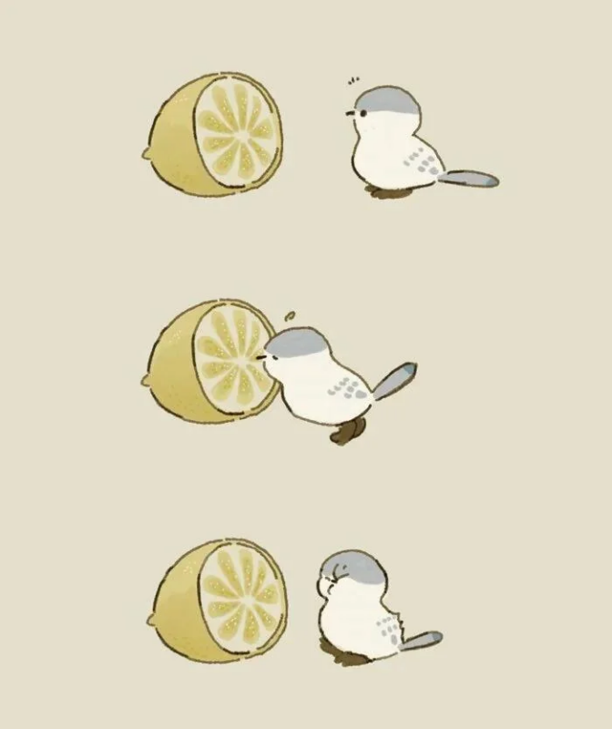 Дебютный мем с лимоном и птичкой