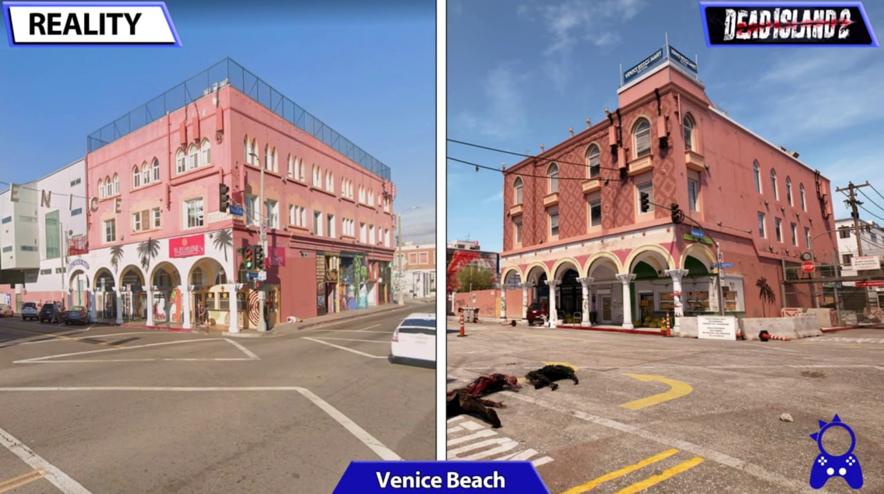 Сравнение локации из Dead Island 2 с реальным Лос-Анджелесом