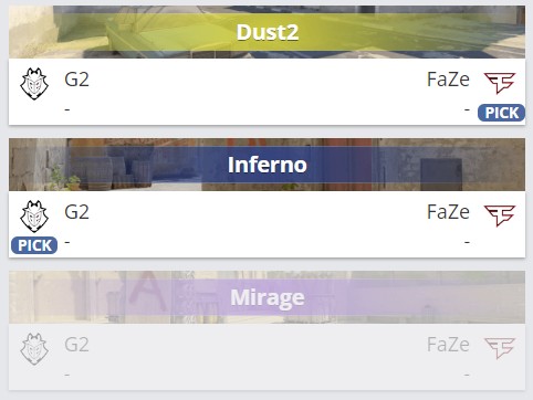 Выбор карт матча G2 Esports – FaZe Clan